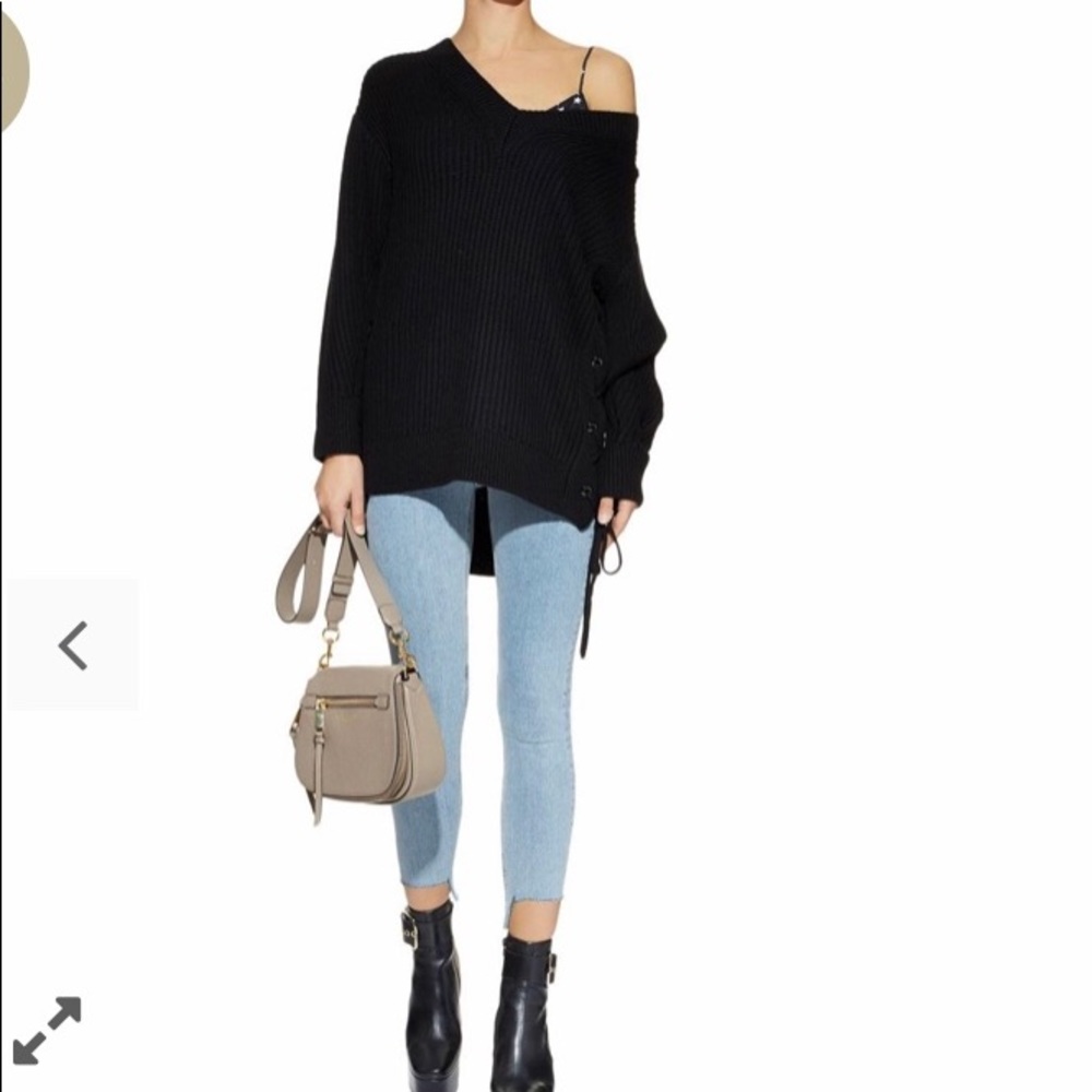 Rag & Bone Black Side Lace-Up Oversized Sweater